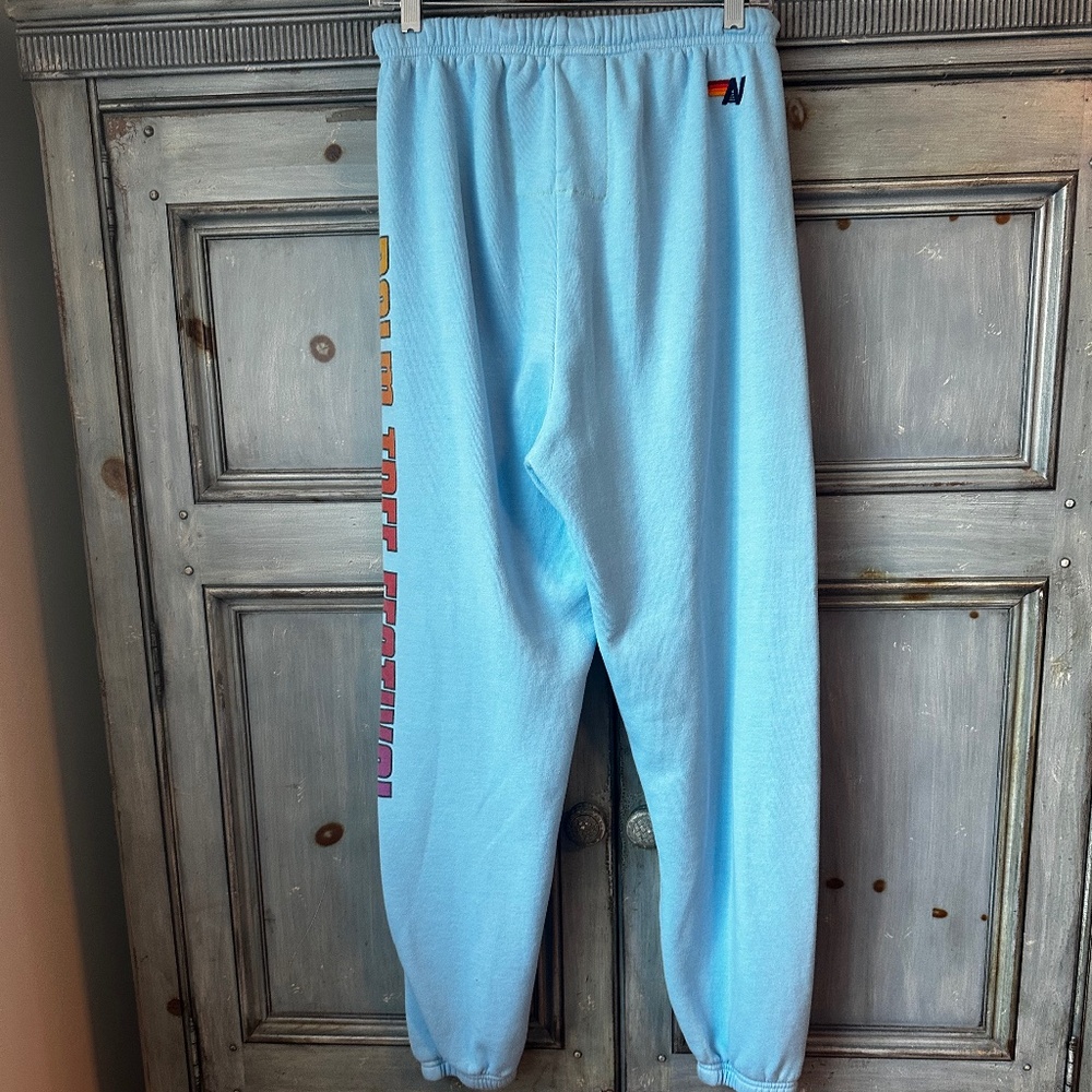 Aviator Nation Palm Tree Festival Dana Point Sweat Pants in Ocean Blue Size L - Picture 11 of 11